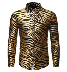 เสื้อเชิ้ตลำลองคอปกพิมพ์ลายเสื้อแฟชั่นผู้ชายมีสไตล์ติดกระดุม - Product Image 1
