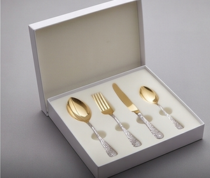 Elegant <b>Gold</b> Plated Vintage Flatware Set With <b>Ornate</b> Handles <b>Mirror</b> Finish Durable Metal Cutlery For Wedding Tableware - Product Image 6