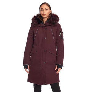 Women Long Winter Parka Jacket With <b>Fur</b> Trim Hood Quilted Thick Windproof Full Sleeve Solid Color Patch Pocket Single Breasted - Product Image 3