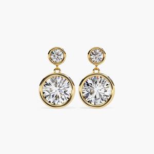 Pendientes de Diamante Cultivado en Laboratorio de 1.80CT con Engaste de Bisel en Oro de 14K, Diseño Minimalista, para Compromiso, Boda, Fiesta Nupcial, Regalo de Lujo para Mujer - Product Image 4
