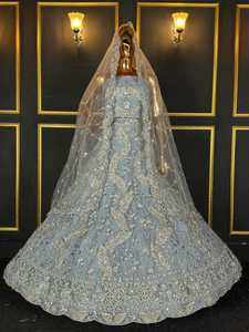 Robe de mariée indienne pakistanaise Lehenga Choli et Salwar Kameez, broderie lourde, sequins, perles, robe de fête - Product Image 3