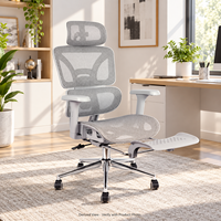 Chaise de bureau ergonomique moderne en maille avec appuie-tête réglable, repose-pieds et réglage de la hauteur, base chromée pour la maison, le bureau et l'hôtel