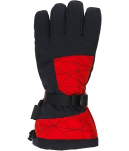 Gants de ski à doigts entiers, noir et rouge, en polyester, imperméables, isolés thermiquement, avec fermeture à cordon, unisexe, pour l'hiver et l'alpinisme - Product Image 2