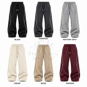 Pantalon de survêtement en molleton épais pour homme, coupe oversize, jambe large, hiver, style streetwear, vente en gros, fabricant OEM ODM - Product Image 4