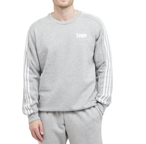 เสื้อสเวตเตอร์โอเวอร์ไซส์ของผู้ชายผ้าคอตตอน100% แถบข้างเสื้อสเวตเชิ้ตตามท้องถนนสำหรับฤดูใบไม้ร่วง - Product Image 2