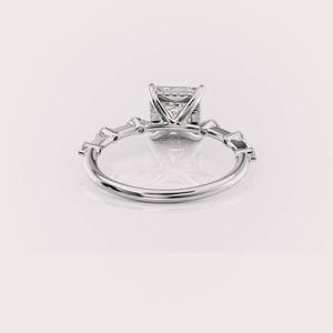 Bague de luxe en argent sterling 925 massif pour femme, sertie de diamants de laboratoire taille princesse et diamants latéraux, plaquée rhodium, certifiée IGI - Product Image 3