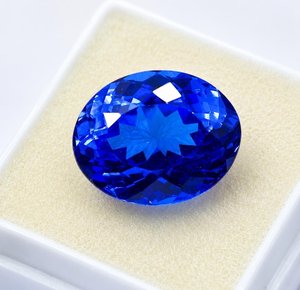 Saphir bleu du Cachemire naturel ovale certifié, pierre brute pour la fabrication de bijoux, bague, pendentif - Product Image 2