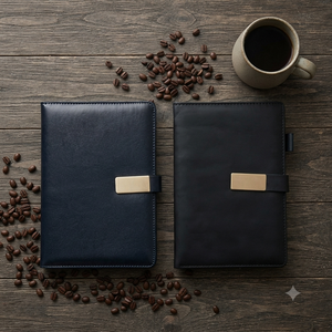 Aurelux A5 Premium PU Leather Case Bound Business Executive Planner <b>Diary</b> <b>Lock</b> Metal Buckle Magnetic Closure Navy Blue Cover - Product Image 6