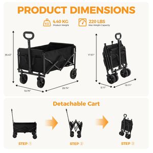 Multi-Functional Elastic Design Foldable <b>Trolley</b> Wheels Large Capacity 330 Pounds Heavy Duty <b>Camping</b> Cart - Product Image 2