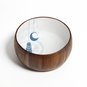 Bol à dessert islamique en bois de manguier fait main, imprimé en émail, pour le service de l'iftar du Ramadan - Product Image 4