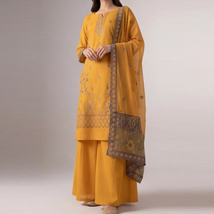 Trajes de 3 piezas de shalwar kameez bordados por diseñadores pakistaníes, estilos de lujo, vestidos de boda tradicionales de tela de algodón para damas. - Product Image 3