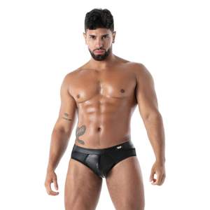 Calzoncillos bóxer de cuero negro con cremallera completa, estilo fetish, ajustados, sexys, transpirables y cómodos para hombre - Product Image 1