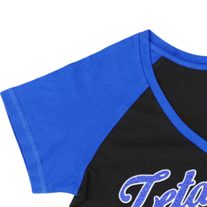 Camiseta negra con cuello en V Zeta Phi Beta, camiseta informal con escritura griega ZPB para mujer, camiseta informal con mangas raglán, ropa ligera para el día a día - Product Image 6