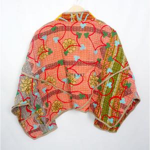 Indian Handmade Women's Vintage <b>jacket</b> with <b>mandarin</b> <b>collar</b> Beautiful Kantha Patchwork Multi-Color <b>jacket</b> for Parties - Product Image 6