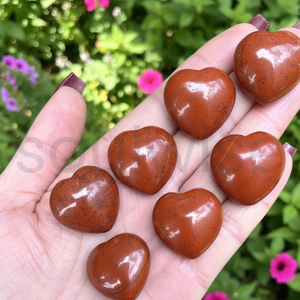 หินแจสเปอร์สีแดงธรรมชาติรูปหัวใจ ขัดเงาเพื่อการบำบัด ช่วยเสริมพลังและปกป้อง ใช้สำหรับเรกิ จักระ ของตกแต่ง ของขวัญ - Product Image 2