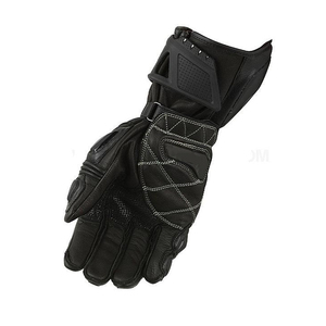 Sporty <b>Leather</b> Wrist-Length <b>Gloves</b> Breathable Unlined For Motorcycle Cycling <b>Men</b> Spring Autumn Use Black Black <b>Men's</b> Motorcycle - Product Image 2