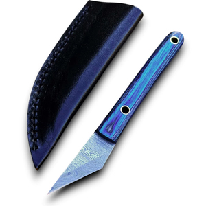 Cuchillo de Cuello Estilo Kiridashi de Acero de Damasco Premium, Afilado como una Navaja, Hoja Fija de 2 Pulgadas, Cuchillo Utilitario Miniatura, Cuchillo EDC de Transporte Legal - Product Image 1