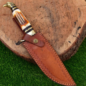 Nueva Edición Cuchillo de Caza de Acero de Damasco de 12 pulgadas Hecho a Mano con Mango de Hueso de Camello Grabado, Cuchillo Bowie de Acero de Damasco Forjado a Mano - Product Image 4