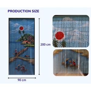 Rideau vertical traditionnel en bambou perlé, haute qualité, fait main par des artisans vietnamiens, design bohème, occultant et régulateur de lumière - Product Image 3