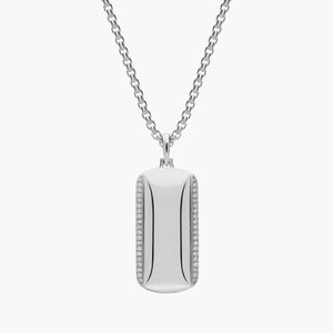 Colgante con Borde de Diamantes para Hombre en Oro Blanco - Product Image 1