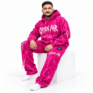 Ensemble sweat à capuche et pantalon tie-dye Rexfit pour homme – Survêtement streetwear en coton coupe ample longueur intégrale pour l'automne - Product Image 3