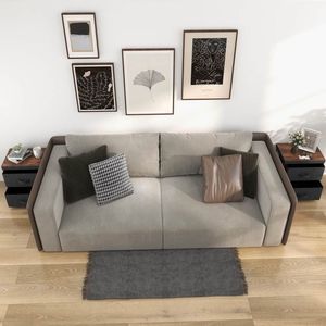 Comodino a 2 cassetti con maniglie resistenti e contenitori in tessuto rimovibili - Product Image 5