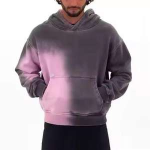 Sudadera con capucha para hombre con efecto acid wash, diseñada para una cómoda superposición, tela transpirable y estilo relajado para el día a día, básica, en venta. - Product Image 1