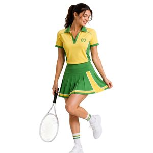 Butter Yellow Fresh Green Womens Tennis Golf Polo Shirt Pleated <b>Skirt</b> Set Custom Athletic Sportswear Breathable Quick Dry Custom - Product Image 1