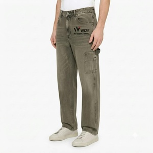WIZE INTERNATIONAL <b>Men's</b> Olive <b>Green</b> Straight Fit <b>Cargo</b> <b>Pants</b> High Waist Button Fly Multiple Pockets Workwear Style Autumn - Product Image 3