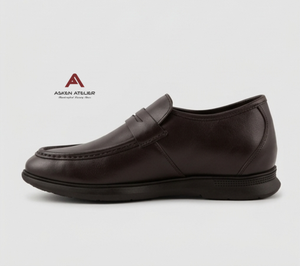 Asken Atelier Mocassins Penny en Cuir Marron pour Homme, Légers, Amortissants, Souples, Chaussures Habillées Rehaussantes à Talon Caché - Product Image 3