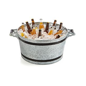 Amazing Galvanized Steel Oval Tub <b>Ice</b> Bucket Drink <b>Cooler</b> For Parties Events & Home Metal Wine Tubs Beverage Holder With Handles - Product Image 6