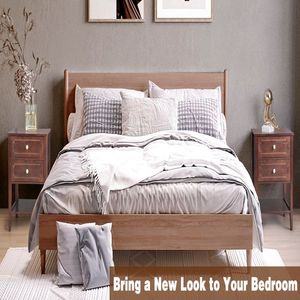 2 Drawer Wood Nightstand End Side Table for Bedroom & Living Room - Product Image 5