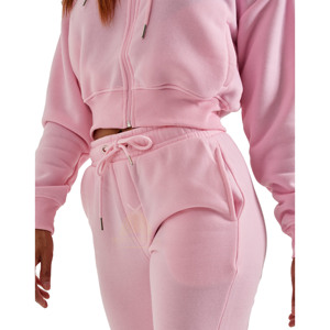 Custom <b>Stacked</b> Leg High Waist Drawstring Sweatpants for Women Casual Flat Front Style Loose Oversized Flared Cotton Pants Plain - Product Image 3