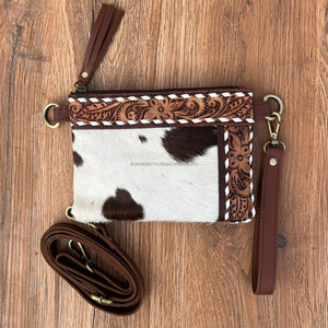 Tooled Leather Crossbody Handbag for Women Designer Premium Quality 100% Genuine Leather Long Strap Purse Phone Wristlet Wallets - Product Image 3