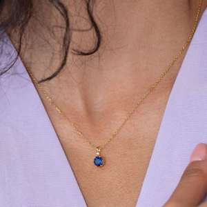 Collier étoile en saphir bleu véritable, argent sterling 925, plaqué or 14 carats, pendentif saphir, pierre de naissance de septembre, cadeau pour elle - Product Image 3
