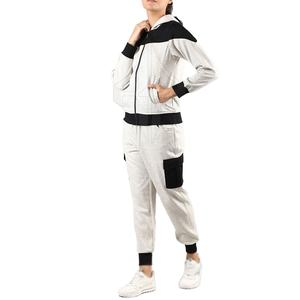 Chándal de mujer de algodón 100% de alta calidad OEM, cuello redondo, ropa informal de talla grande con patrón sólido para el invierno - Product Image 3