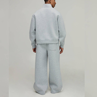 Ensemble de survêtement en molleton technique de haute qualité avec sweat à capuche et pantalon évasé, sweat-shirt à col rond et pantalon ample en coton