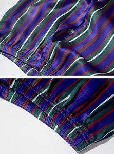 Silk Striped Pajamas Set Long Sleeves Silk Sleepwear Men Satin Silk Pajama Set Sleepwear Long Sleeve <b>Pjs</b> Suit Top Pants 2 Pcs Se - Product Image 6