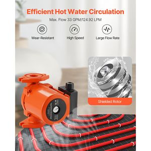Pompa di Ricircolo in Ghisa F 0011 BF4 J, 33 GPM, AC 120V, 33 ft, per Acqua Calda con Flangia da 1 1/4 Pollici - Product Image 4