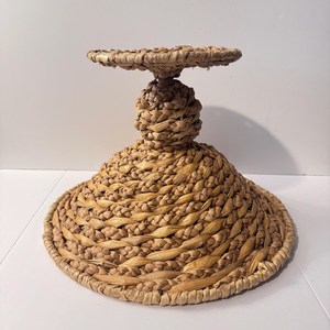 Corbeille à fruits sur piétement en jacinthe d'eau naturelle du Vietnam, écologique, faite à la main, qualité commerciale, style vintage rustique, bol centre de table - Product Image 4