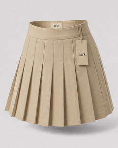 Jupe plissée rose pour femme RITS, taille normale, tissu tissé, couleur unie, style toutes saisons, prix abordable, vente en gros - Product Image 3