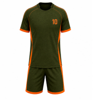 Uniforme de fútbol sublimado personalizado al por mayor, conjunto de uniforme de fútbol profesional para hombre, verde oliva y naranja, ropa de entrenamiento