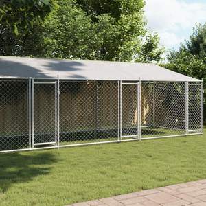 Jaula Extra Grande para Perros con Acero Galvanizado Gris y Tela Resistente al Agua, Casas y Muebles para Mascotas - Product Image 1