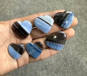 Opale bleue naturelle Owhyee de bonne qualité, cabochon en forme de cœur, pierre précieuse idéale pour la fabrication de bijoux - Product Image 3