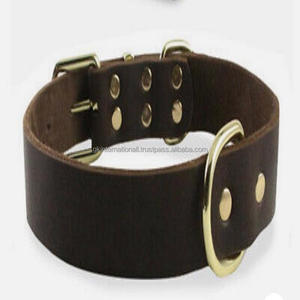 Collar de cuero genuino para perros, accesorio duradero hecho a mano, con hardware de latón chapado en oro premium, venta al por mayor - Product Image 3