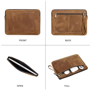 business leather <b>bag</b> with structured compartments for laptop <b>documents</b> and office supplies leather laptop briefcase - Product Image 3