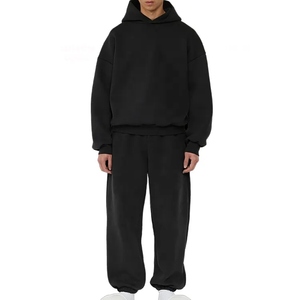 Custom Logo Winter Two Piece <b>Men's</b> Tracksuit Jogger Sweatsuit OEM <b>Pullover</b> Hoodie Pants 100% Cotton Fleece Breathable Casual - Product Image 1