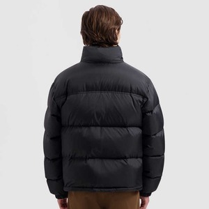 Blouson d'hiver matelassé pour homme, col montant, fermeture éclair, coupe-vent, noir uni, décontracté, épais, rembourré de duvet, en polyester - Product Image 3