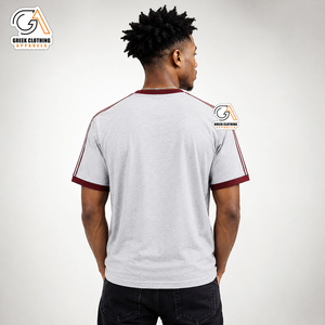 Ropa Griega, Camiseta Blanca de Manga Corta para Hombre con Contraste Marrón |   Camiseta Formal con Cuello Redondo, 100% Algodón, 300g, Antiarrugas - Product Image 2