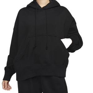 Tendance personnalisé couleur noire décontracté femmes sweats à capuche pull recadrée surdimensionné à capuche avec poches - Product Image 1